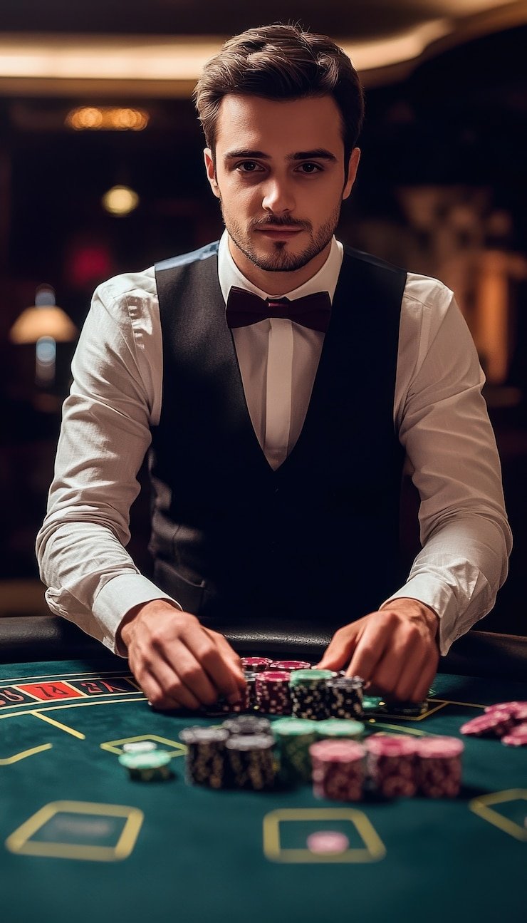 indotogel mobile live-dealer studio with multiple camera angles and professional dealers